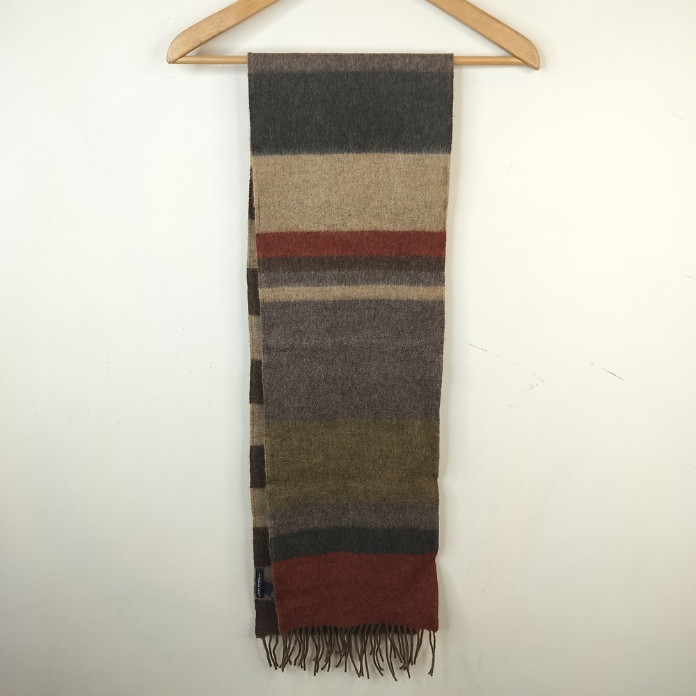 Banana Republic Sool Scarf Made in United Kingdom Striped Academic Earth Tone